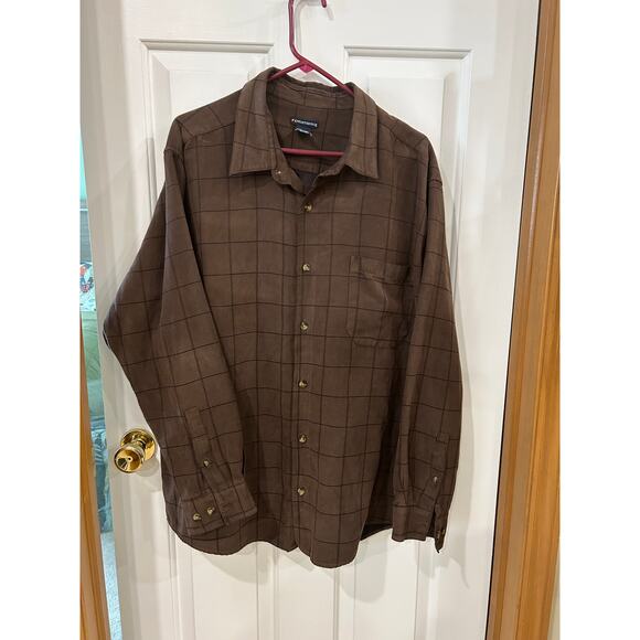 KNIGHTSBRIDGE XTRA LARGE MENS SHIRT BROWN VERY SOFT VELVETY - Picture 1 of 7